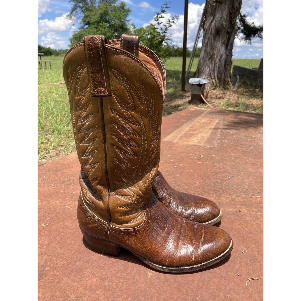 Dan Post Boots Men 8.5D Marlboro Gear Cowboy 6878 Brown Leather USA Vintage